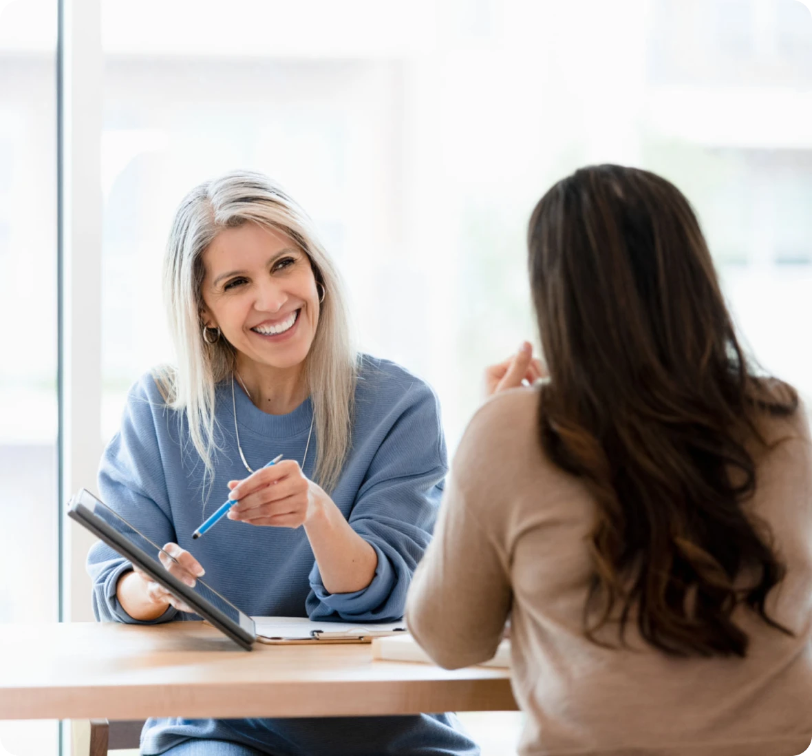 Two women having a discussion
